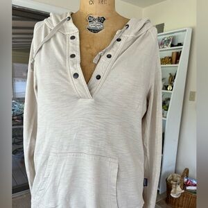 Oatmeal color Patagonia quarter button hoodie